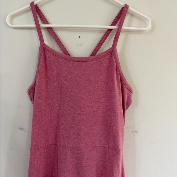 PACT Women’s Medium Fit & Flare Midi Dress Organic Cotton Pink Pockets Racerback - Picture 4 of 11